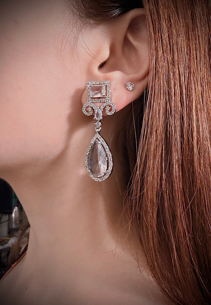 Royal Trinity Long AD Earrings