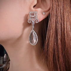 Royal Trinity Long AD Earrings
