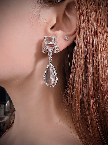 Royal Trinity Long AD Earrings