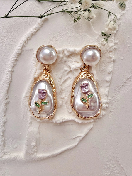 Eden Rose Pearl Earrings - AT-07C