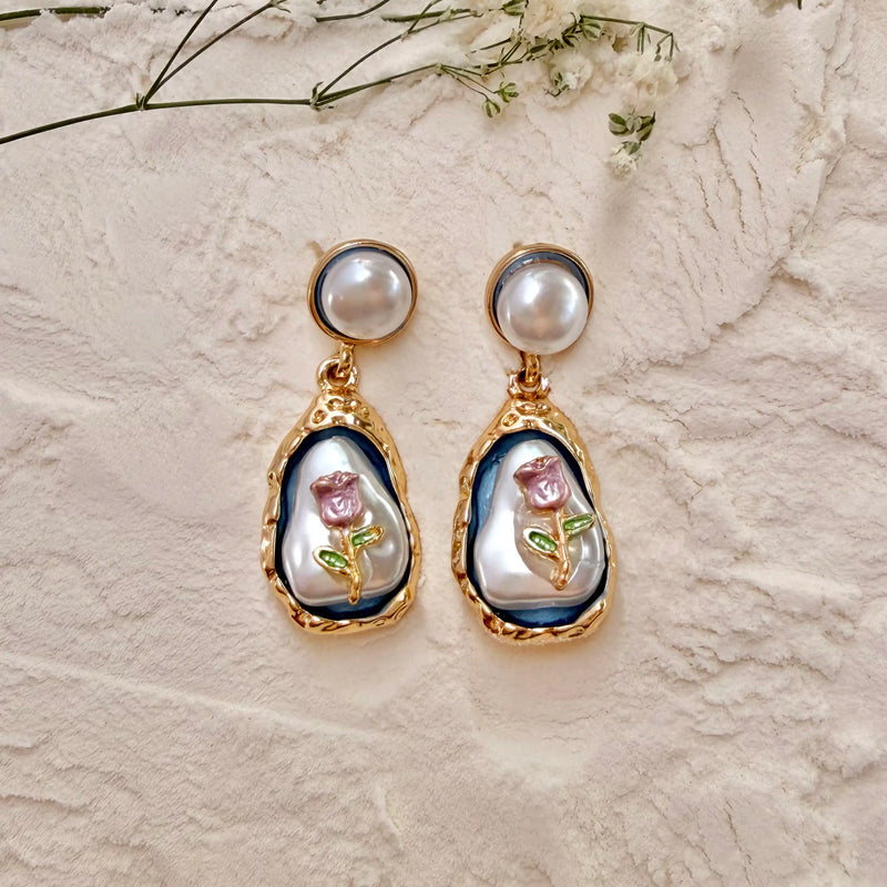 Eden Rose Pearl Earrings - AT-07D