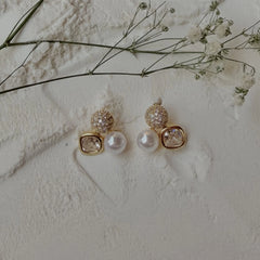 Tiny Trinity Pearl Earrings