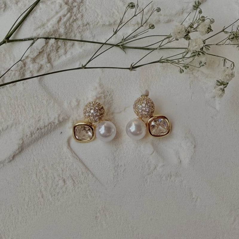 Tiny Trinity Pearl Earrings