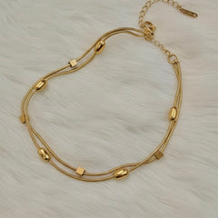 Golden Steps Layered Anklet