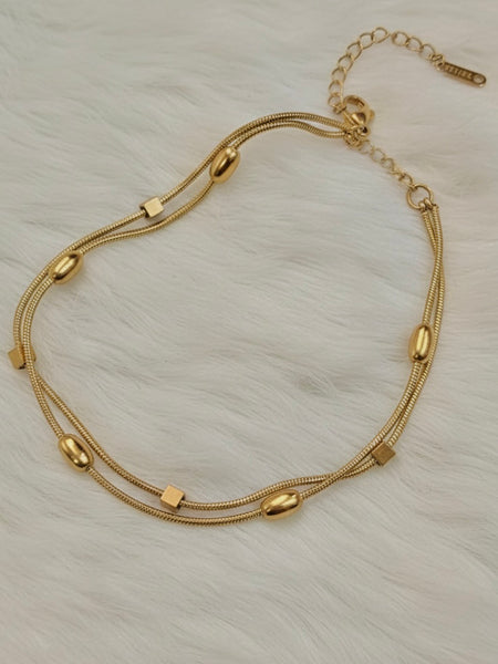 Golden Steps Layered Anklet