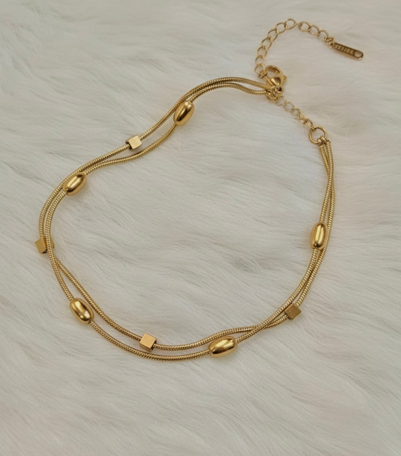 Golden Steps Layered Anklet