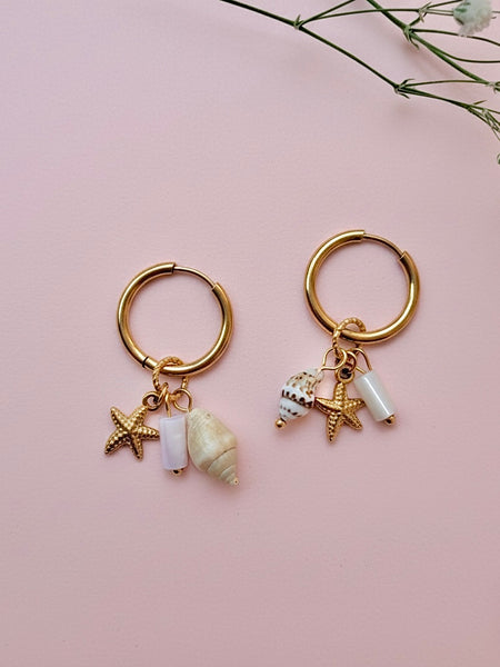Star Shell Drop Earrings