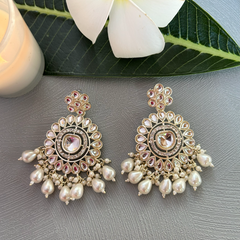Pushp Kundan Chandbali Earrings