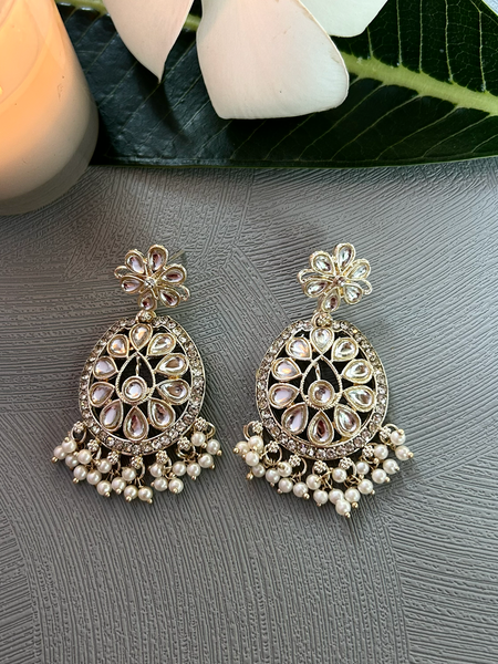 Abha Kundan Chandbali Earrings