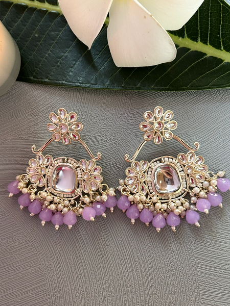 Gul Sheesh Chandbali Earrings