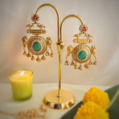 Mughal Bird Kashmiri Chalcedony Earrings