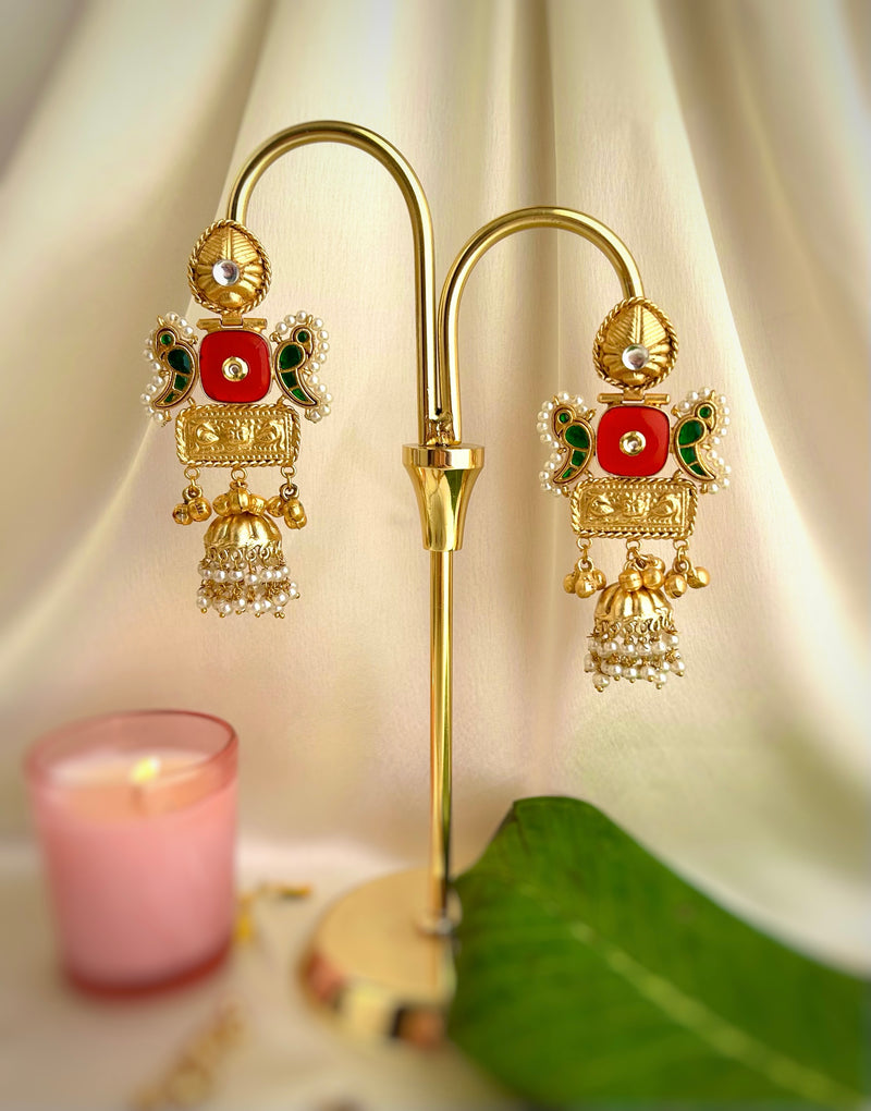 Emerald Parrot Kashmiri Chalcedony Earrings - KE-02A