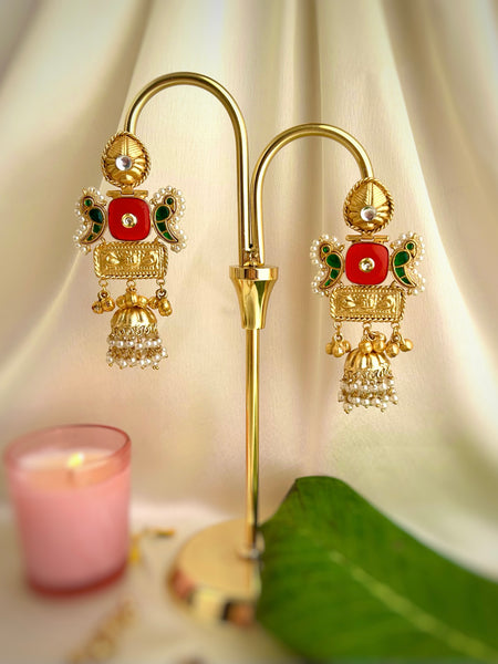 Emerald Parrot Kashmiri Chalcedony Earrings - KE-02A