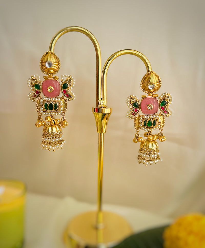 Emerald Parrot Kashmiri Chalcedony Earrings - KE-02B
