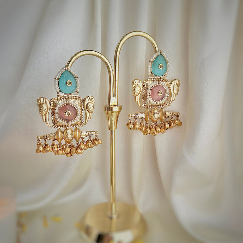 Royal Parrot Kashmiri Chalcedony Earrings - KE-05A