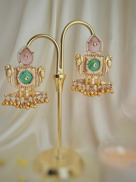 Royal Parrot Kashmiri Chalcedony Earrings - KE-05B