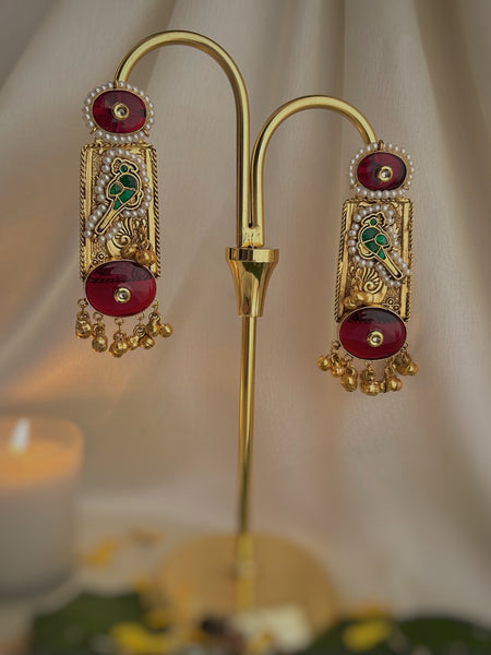 Mayurakshi Golden Kashmiri Chalcedony Earrings