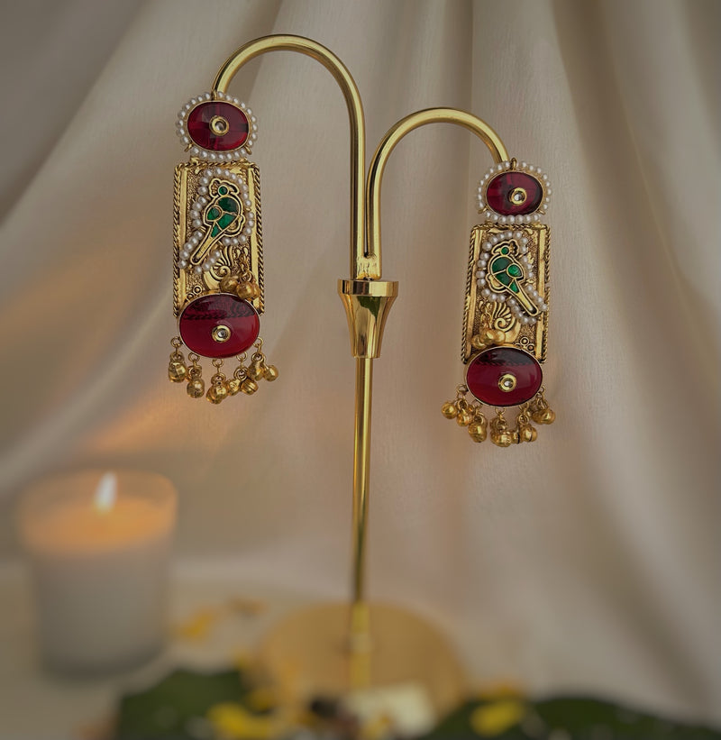 Mayurakshi Golden Kashmiri Chalcedony Earrings