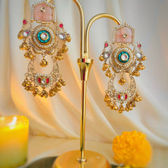 Chandbali Cluster Kashmiri Chalcedony Earrings
