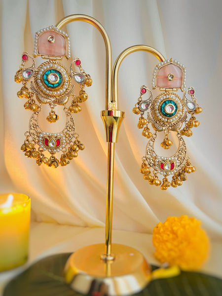 Chandbali Cluster Kashmiri Chalcedony Earrings