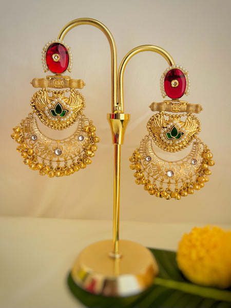 Heritage Chandbali Kashmiri Chalcedony Earrings - 1